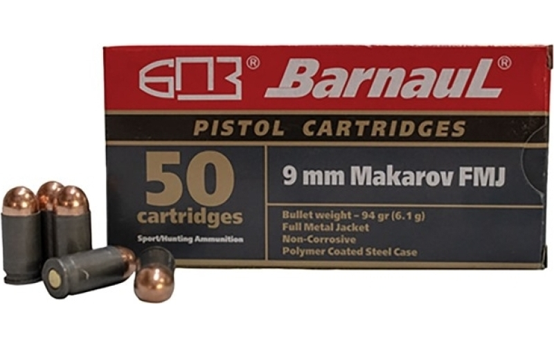 Barnaul Ammunition 9mm makarov 94gr full metal jacket 50/box